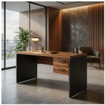 Móveis para Escritório Mesa para Computador 170cm Robusta Tampo 40mm  e Gavetas - Escrivaninha de Trabalho e Estudo -  Sevilha / Preto - 21475