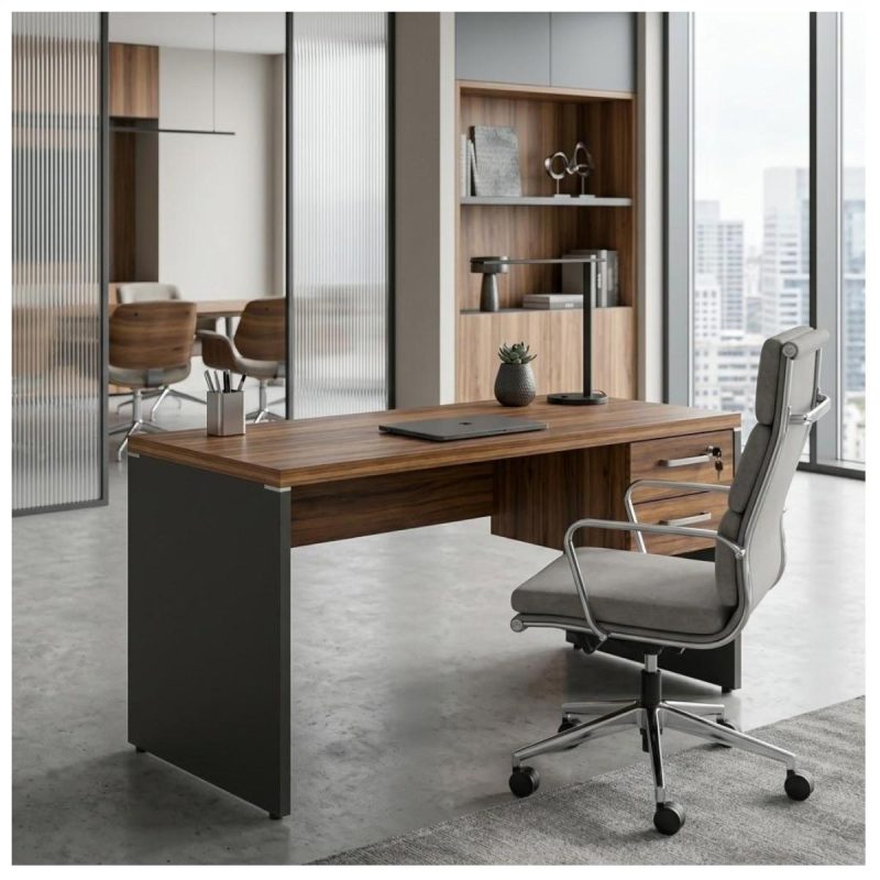 Móveis para Escritório Mesa para Computador 120cm Robusta Tampo 40mm  e Gavetas - Escrivaninha de Trabalho e Estudo - Sevilha / Preto - 21471