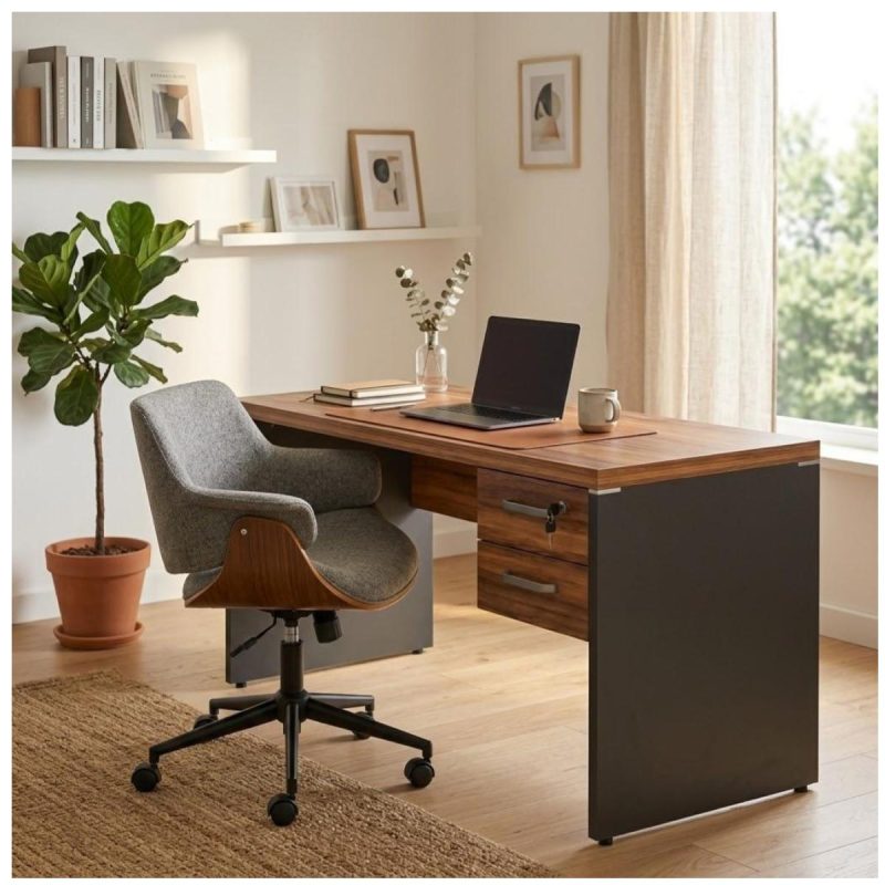 Móveis para Escritório Mesa para Computador 170cm Robusta Tampo 40mm  e Gavetas - Escrivaninha de Trabalho e Estudo -  Sevilha / Preto - 21475