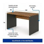 Móveis para Escritório Mesa para Computador 120cm Robusta Tampo 40mm - Escrivaninha de Trabalho e Estudo - Sevilha / Preto - 21469