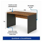 Móveis para Escritório Mesa para Computador 170cm Robusta Tampo 40mm - Escrivaninha de Trabalho e Estudo -  Sevilha / Preto - 21474