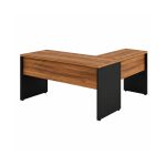 Móveis para Escritório Mesa de Escritório em L com Gaveteiro e Chave – Móvel Organizador Premium 1,70 - Nogal Sevilha / Preto - 21479