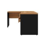 Móveis para Escritório Mesa de Escritório em L com Gaveteiro e Chave – Móvel Organizador Premium - Nogal Sevilha / Preto - 21477