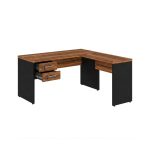Móveis para Escritório Mesa de Escritório em L com Gaveteiro e Chave – Móvel Organizador Premium - Nogal Sevilha / Preto - 21477
