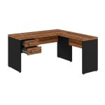 Móveis para Escritório Mesa de Escritório em L com Gaveteiro e Chave – Móvel Organizador Premium 1,70 - Nogal Sevilha / Preto - 21479