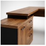 Móveis para Escritório Escrivaninha em L com Gaveteiro e Armário Organizador Industrial Amadeirada 170cm - Nogal Sevilha / Preto - 20604