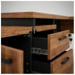 Móveis para Escritório Escrivaninha em L com Gaveteiro e Armário Organizador Industrial Amadeirada 170cm - Nogal Sevilha / Preto - 20604