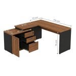 Móveis para Escritório Escrivaninha em L com Gaveteiro e Armário Organizador Industrial Amadeirada 170cm - Nogal Sevilha / Preto - 20604