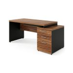 Móveis para Escritório Mesa de Escritório com Gaveteiro e Chaves 192cm | Móvel Organizador - Nogal Sevilha / Preto - 21405