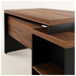 Móveis para Escritório Mesa de Escritório com Gaveteiro e Chaves 192cm | Móvel Organizador - Nogal Sevilha / Preto - 21405