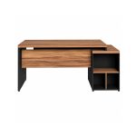 Móveis para Escritório Mesa de Escritório com Gaveteiro e Vidro Fumê 192cm | Móvel Organizador - Nogal Sevilha / Preto - 21399