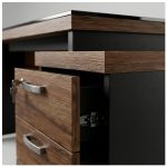 Móveis para Escritório Mesa de Escritório em L com Gaveteiro e Vidro - Móvel Organizador Premium - Nogal Sevilha / Preto - 21407