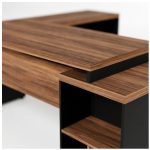Móveis para Escritório Mesa de Escritório em L com Gaveteiro e Chave - Móvel Organizador Premium - Nogal Sevilha / Preto - 21406