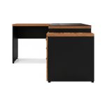 Móveis para Escritório Mesa de Escritório em L com Gaveteiro e Vidro - Móvel Organizador Premium - Nogal Sevilha / Preto - 21407