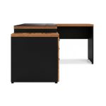 Móveis para Escritório Mesa de Escritório em L com Gaveteiro e Chave - Móvel Organizador Premium - Nogal Sevilha / Preto - 21406