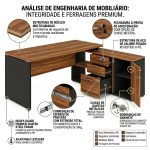 Móveis para Escritório Mesa Diretorzinha c/ Aparador - 1,90x1,50m -  NOGAL SEVILHA / PRETO - 21426