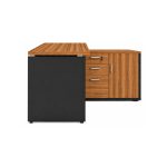 Móveis para Escritório Mesa Diretorzinha c/ Aparador - 1,90x1,50m -  NOGAL SEVILHA / PRETO - 21426