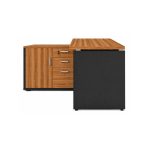 Móveis para Escritório Mesa Diretorzinha c/ Aparador - 1,90x1,50m -  NOGAL SEVILHA / PRETO - 21426