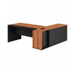 Móveis para Escritório Mesa Escritório PRESIDENTE c/ Armário Pedestal - 1,82x1,80m - WORK START - NOGAL SEVILHA/PRETO - 20602