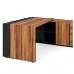 Móveis para Escritório Mesa Escritório PRESIDENTE c/ Armário Pedestal - 1,82x1,80m - WORK START - NOGAL SEVILHA/PRETO - 20602