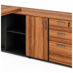 Móveis para Escritório Mesa Escritório PRESIDENTE c/ Armário Pedestal - 1,82x1,80m - WORK START - NOGAL SEVILHA/PRETO - 20602
