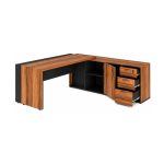 Móveis para Escritório Mesa Escritório PRESIDENTE c/ Armário Pedestal - 1,82x1,80m - WORK START - NOGAL SEVILHA/PRETO - 20602