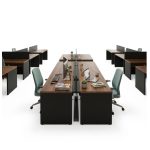 Móveis para Escritório Estação de Trabalho Dupla 1,20x1,35m 02 Lugares s/ Gavetas c/ ponto de tomada - Workstart - Nogal Sevilha - 63085