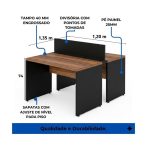 Móveis para Escritório Estação de Trabalho Dupla 1,20x1,35m 02 Lugares s/ Gavetas c/ ponto de tomada - Workstart - Nogal Sevilha - 63085