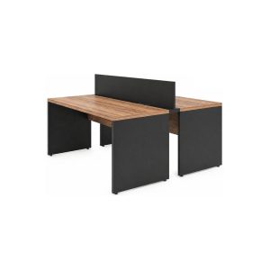 Móveis para Escritório Estação de Trabalho Dupla 1,20x1,35m 02 Lugares s/ Gavetas c/ ponto de tomada - Workstart - Nogal Sevilha - 63085