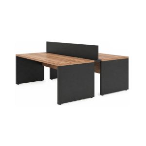 Móveis para Escritório Mesa Estação de Trabalho Dupla 1,50x1,35m 02 Lugares s/ Gavetas c/ ponto de tomada - Workstart - Nogal Sevilha - 63087