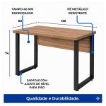 Móveis para Escritório Mesa de Escritório Industrial 120x60cm Nogal Sevilha Tampo 40mm – Escrivaninha Home Office Premium Pollo - Sevilha / Preto - 24469