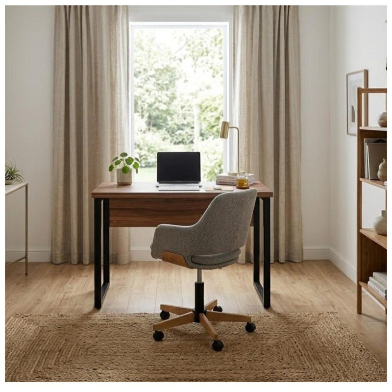 Móveis para Escritório Mesa de Escritório Industrial 150x60cm Nogal Sevilha Tampo 40mm – Escrivaninha Home Office Premium Pollo - Sevilha / Preto - 24472