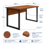 Móveis para Escritório Escrivaninha Home Office Industrial Amadeirada 170x70cm Tampo 40mm Premium - Sevilha / Preto - 24474