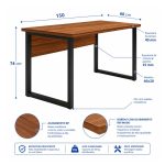 Móveis para Escritório Escrivaninha Home Office Industrial Amadeirada 170x70cm Tampo 40mm Premium - Sevilha / Preto - 24474