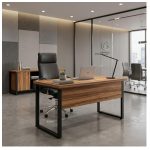 Móveis para Escritório Mesa Escritório PÉ QUADRO - 1,20x0,60m - C/ Gavetas - NOGAL SEVILHA/PRETO - 24471