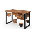 Móveis para Escritório Mesa Escritório PÉ QUADRO 1,50x0,60m - C/ Gavetas - NOGAL SEVILHA/PRETO - 24473