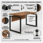 Móveis para Escritório Mesa Escritório PÉ QUADRO 1,50x0,60m - C/ Gavetas - NOGAL SEVILHA/PRETO - 24473