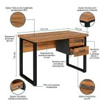 Móveis para Escritório Escrivaninha Home Office Industrial Amadeirada 170x70cm Tampo 40mm Premium – Sevilha / Preto – 24475