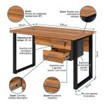Móveis para Escritório Escrivaninha Home Office Industrial Amadeirada 170x70cm Tampo 40mm Premium – Sevilha / Preto – 24475