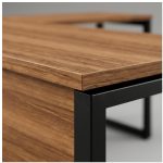 Móveis para Escritório Mesa em L com PÉ QUADRO (Mesa 1,70m + Mesa Auxiliar) - C/ Gavetas - WORKSTART - NOGAL SEVILHA/PRETO - 24479