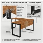 Móveis para Escritório Mesa em L com PÉ QUADRO (Mesa 1,70m + Mesa Auxiliar) - C/ Gavetas - WORKSTART - NOGAL SEVILHA/PRETO - 24479