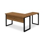 Móveis para Escritório Mesa em L com PÉ QUADRO (Mesa 1,50m + Mesa Auxiliar) - C/ Gavetas - WORKSTART - NOGAL SEVILHA/PRETO - 24477