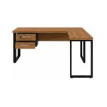 Móveis para Escritório Mesa em L com PÉ QUADRO (Mesa 1,50m + Mesa Auxiliar) - C/ Gavetas - WORKSTART - NOGAL SEVILHA/PRETO - 24477