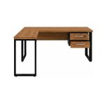 Móveis para Escritório Mesa em L com PÉ QUADRO (Mesa 1,50m + Mesa Auxiliar) - C/ Gavetas - WORKSTART - NOGAL SEVILHA/PRETO - 24477