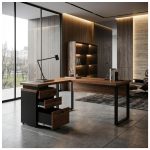 Móveis para Escritório Mesa de Escritório em L Diretor com Gaveteiro Tampo 40mm 150x150cm