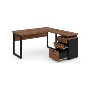Mesa de Escritório em L Diretor com Gaveteiro Tampo 40mm 150x150cm