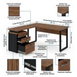 Móveis para Escritório Mesa de Escritório em L Diretor com Gaveteiro Tampo 40mm 150x150cm