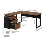 Móveis para Escritório Mesa de Escritório em L Diretor com Gaveteiro Tampo 40mm 170x160cm