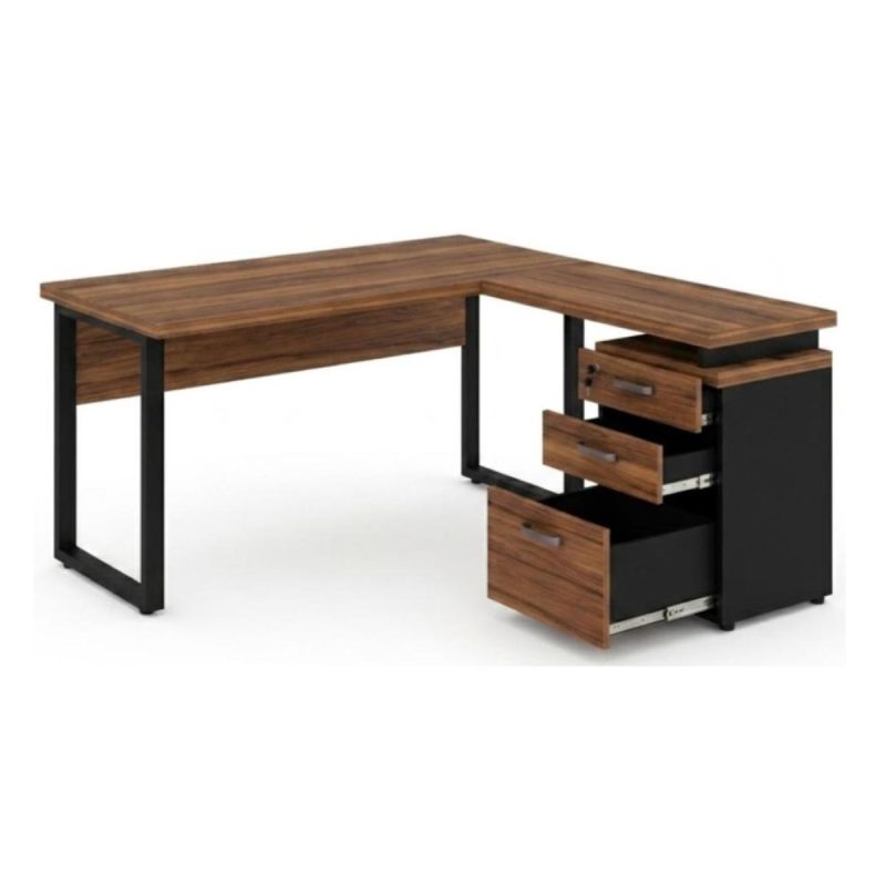 Móveis para Escritório Mesa de Escritório em L Diretor com Gaveteiro Tampo 40mm 170x160cm