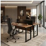 Móveis para Escritório Mesa de Escritório Dupla Industrial 120cm Tampo 40mm - Sevilha / Preto
